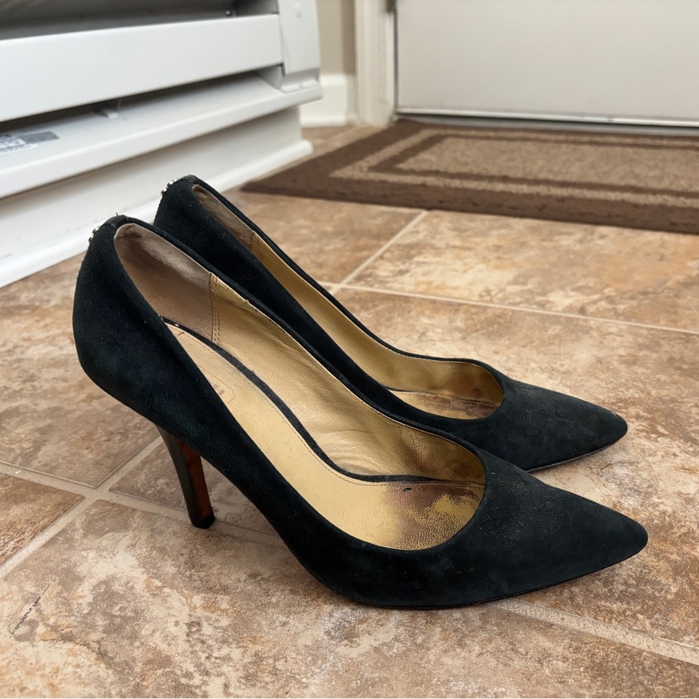 Coach Black Suede Pointed Toe Heels